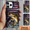 Joycorners Fishing USA Flag Splash Patriotic Art Personalized Name Phone Case (10 Fish Species)