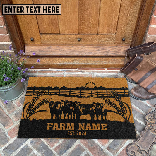 Joycorners  Angus Sunshine Field Custom Farm Name Custom Year Coir Doormat