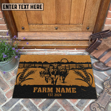 Joycorners Holstein Sunshine Field Custom Farm Name Custom Year Coir Doormat