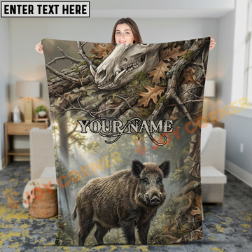 Joycorners Wild Boar Skull Forest Hunting Personalized 3D Blanket
