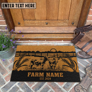 Joycorners Charolais Sunshine Field Custom Farm Name Custom Year Coir Doormat