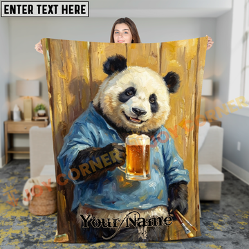 Joycorners Creative Artist Panda with Beer Mug Personalized 3D Blanket