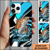 Joycorners Fishing Blue Black Geometric Lightning Splash Personalized Name Phone Case (10 Fish Species)
