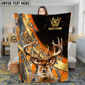 Joycorners Blaze Orange Trophy Buck Hunting Graphic Personalized 3D Blanket