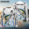 Joycorners Fishing White Black Curve Pattern Design Custom Name & Team Name 3D Shirts (11 Breeds)