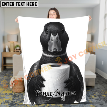 Joycorners Minimalist Black Duck Holding Toilet Paper Roll Personalized 3D Blanket