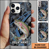 Joycorners Fishing Dark Hexagon Pattern Dynamic Splash Personalized Name Phone Case (10 Fish Species)