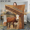 Joycorners Cow on Rustic Leather Background Farm Landscape Personalized Name 3D Blanket (8 Breeds)