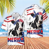 Joycorners Funny Merica Cows USA Sunglasses Patriotic 3D Hawaiian Shirt (10 Breeds)