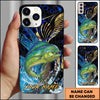 Joycorners Fishing Blue Honeycomb Splash Art Personalized Name Phone Case (10 Fish Species)