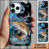 Joycorners Fishing Neon Scale Texture Water Splash Personalized Name Phone Case (10 Fish Species)