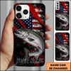 Joycorners Fishing American Flag Patriotic Grunge Personalized Name Phone Case (10 Fish Species)