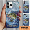 Joycorners Fishing Ocean Wave Patriotic Camouflage Personalized Name Phone Case (10 Fish Species)