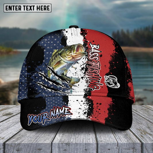 Joycorners Fishing Paint Scratch American Flag Pattern Sport Pattern Personalized Name 3D Cap (11 Breeds)