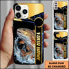 Joycorners Fishing Black Gold Tech Frame Water Splash Personalized Name Phone Case (10 Fish Species)