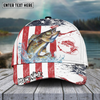 Joycorners Fishing Red Blue Seawwave American Flag Pattern Sport Pattern Personalized Name 3D Cap (11 Breeds)