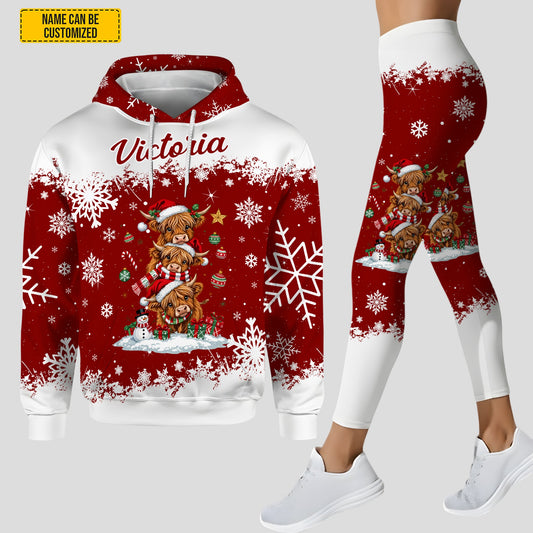 Joycorners Personalized Christmas Highland Cow Hoodie and Leggings LM2811