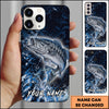 Joycorners Fishing Blue Grunge Splash Effect Personalized Name Phone Case (10 Fish Species)