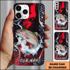 Joycorners Fishing Red Black Abstract Lightning Splash Personalized Name Phone Case (10 Fish Species)