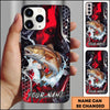 Joycorners Fishing Red Black Abstract Lightning Splash Personalized Name Phone Case (10 Fish Species)