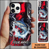 Joycorners Fishing Red Black Abstract Lightning Splash Personalized Name Phone Case (10 Fish Species)