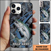 Joycorners Fishing Dark Hexagon Pattern Dynamic Splash Personalized Name Phone Case (10 Fish Species)
