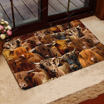 BUNCH OF HIGHLAND CATTLE DOORMAT