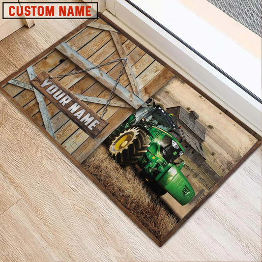 Joycorners Farm Tractor Barn Custom Name Doormat