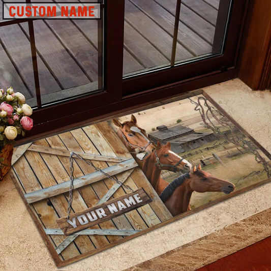 Joycorners Horse Barn Custom Name Doormat