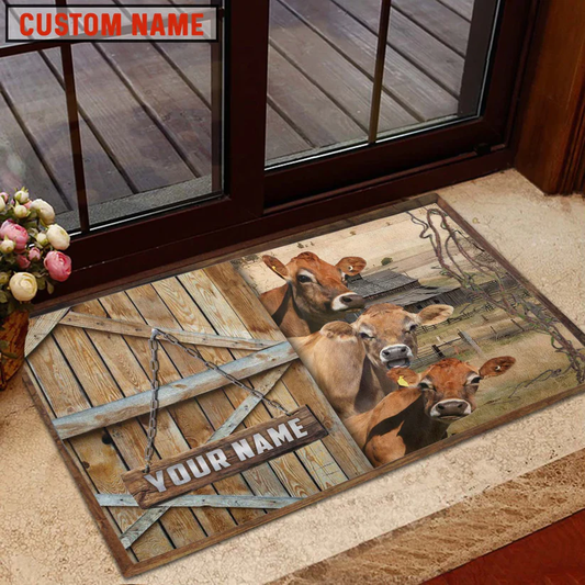 Joycorners Jersey Barn Custom Name Doormat