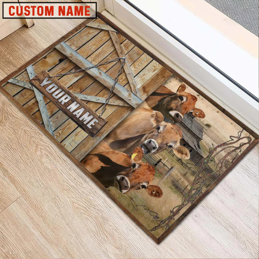 Joycorners Jersey Barn Custom Name Doormat