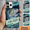 Joycorners Fishing Teal Honeycomb Water Burst Personalized Name Phone Case (10 Fish Species)