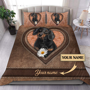 Joy Corners Dachshund Customized Name and Dog 3D Bedding Set