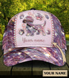 Joycorners Dachshund Love Pink Bling Bling Customized Name Cap