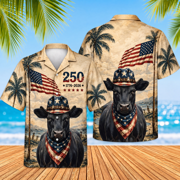 Joycorners Patriotic Cows Fireworks USA Flag Sunglasses 3D Hawaiian Shirt (10 Breeds)