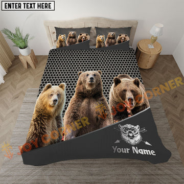 Joycorners Bear Hunting Trio Buck Metal Mesh Bedding Set 3D All Over Printed