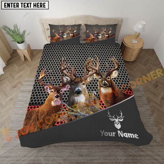 Joycorners Deer Hunting Trio Buck Metal Mesh Bedding Set 3D All Over Printed