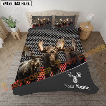 Joycorners Moose Hunting Trio Buck Metal Mesh Bedding Set 3D All Over Printed