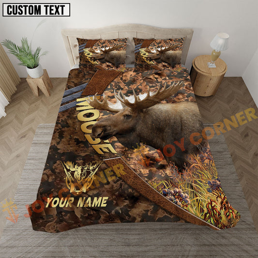 Joycorners Moose Hunting Autumn Forest Camo Bedding Set 3D All Over Printed