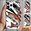 Joycorners Fishing Black White Abstract Brush Strokes Personalized Name Phone Case (10 Fish Species)