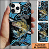 Joycorners Fishing Blue Grunge Paint Splash Dynamic Art Personalized Name Phone Case (10 Fish Species)