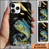 Joycorners Fishing Luxury Black Gold Lightning Splash Personalized Name Phone Case (10 Fish Species)
