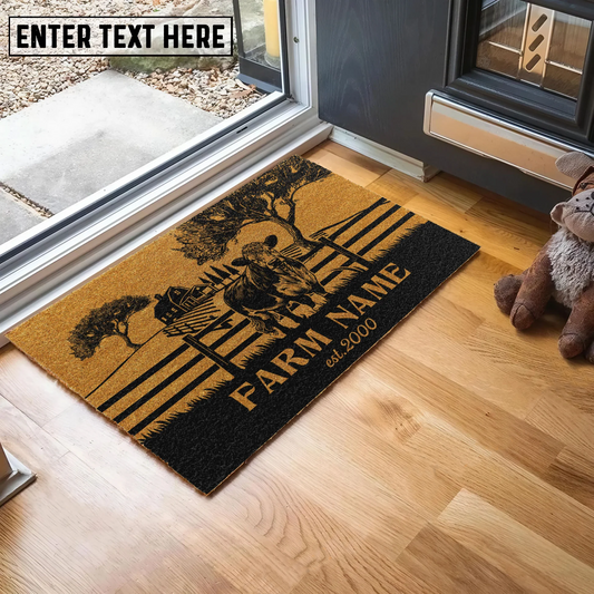 Joycorners Hereford Little Ranch Custom Farm Name Custom Year Coir Doormat