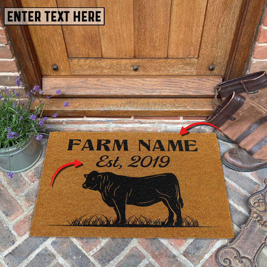 Joycorners Charolais Custom Farm Name Custom Year Coir Doormat