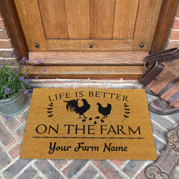 Joycorners Chicken Life Is Better On The Farm Custom Name Coir Doormat