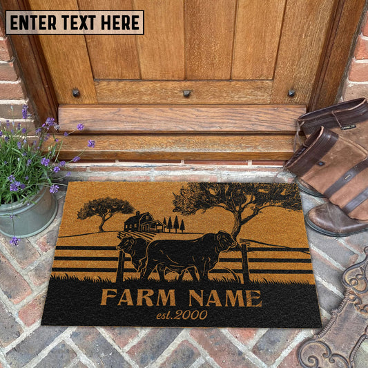 Joycorners Beefmaster Little Ranch Custom Farm Name Custom Year Coir Doormat