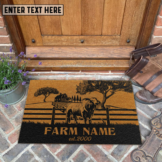 Joycorners Brahman Little Ranch Custom Farm Name Custom Year Coir Doormat