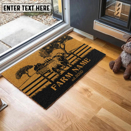 Joycorners Brahman Little Ranch Custom Farm Name Custom Year Coir Doormat