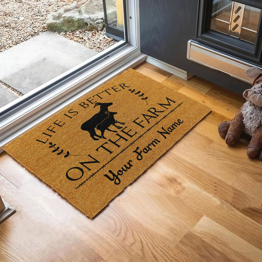 Joycorners Goat Life Is Better On The Farm Custom Name Coir Doormat