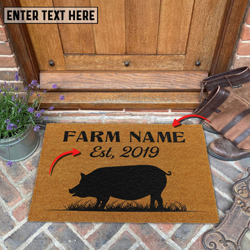 Joycorners Pig Custom Farm Name Custom Year Coir Doormat